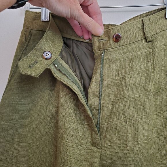 Vintage Halston olive green high waisted flax blend pants - Picture 6 of 11
